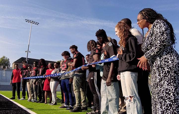 Grand Rapids Public School, Michigan, ribbon-cutting ceremony for Houseman Field.