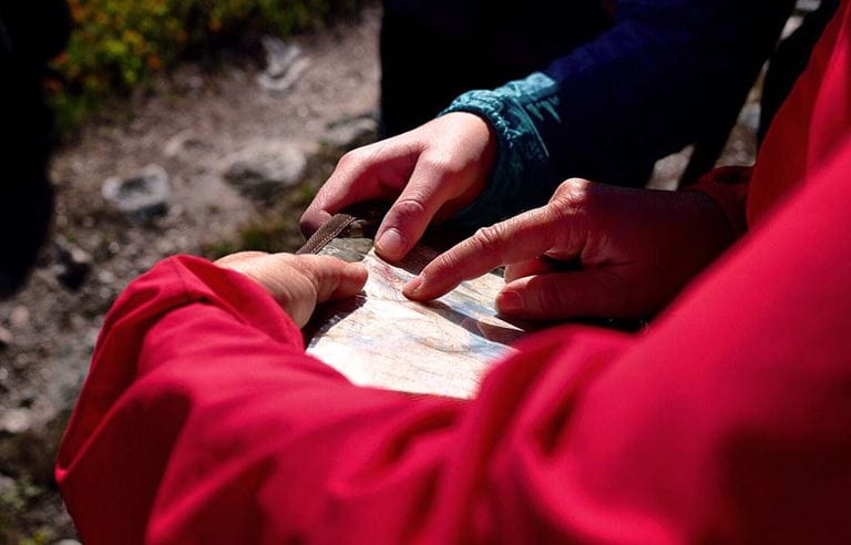 couple looking at map