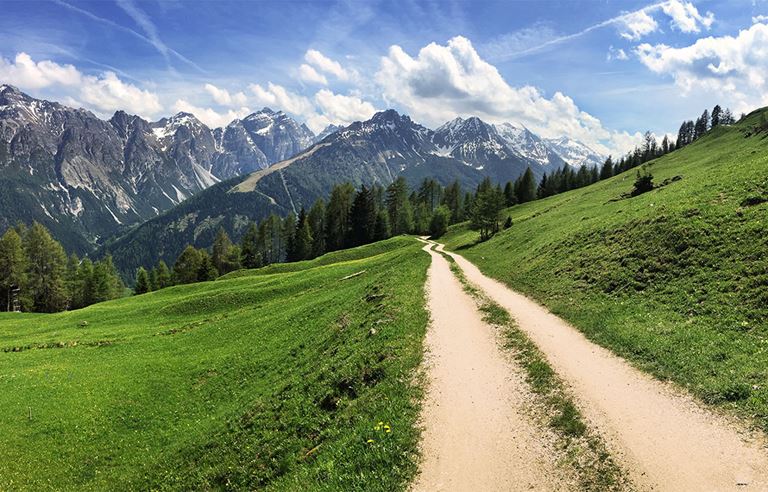 A widing road through the mountains 