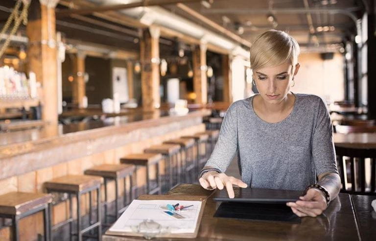 woman working on her laptop