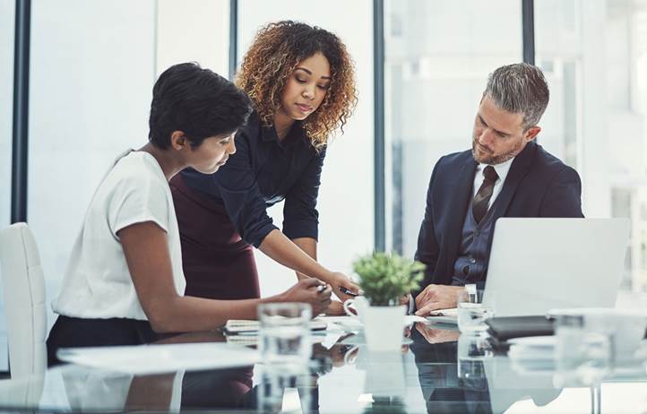 Business professionals working in a modern office.