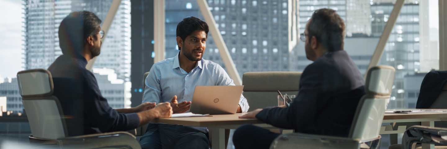 Financial advisors in a meeting.