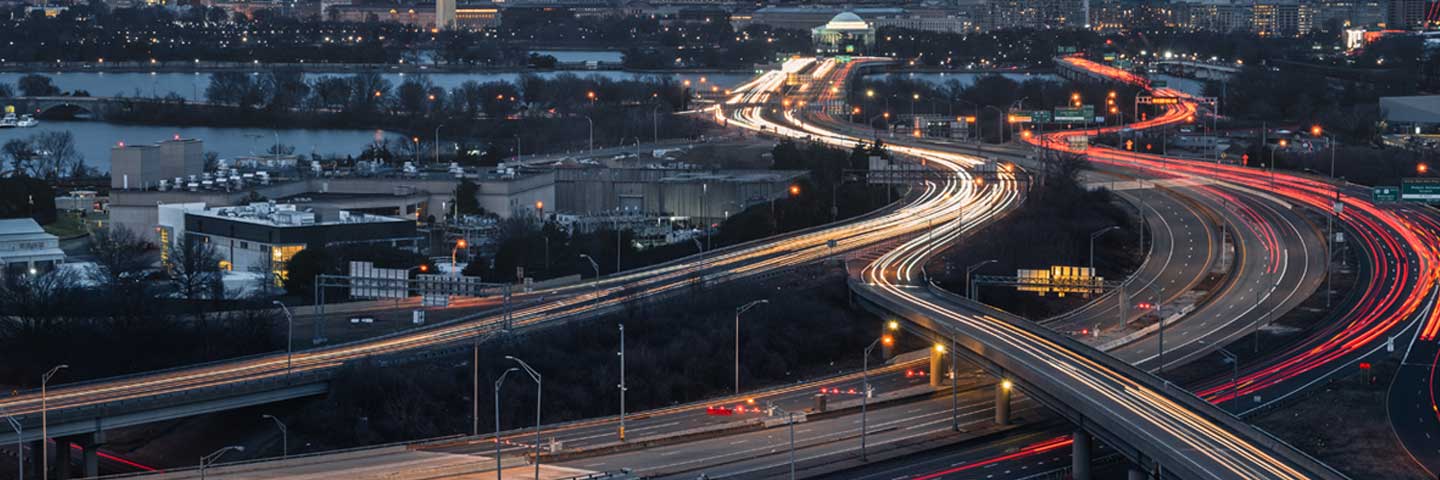 Aerial view of traffic on highways.