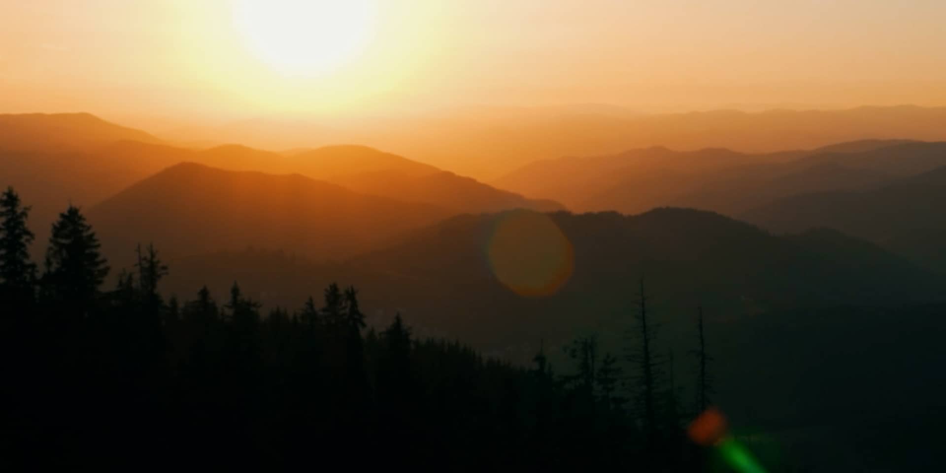 Sunshine on mountain landscape.