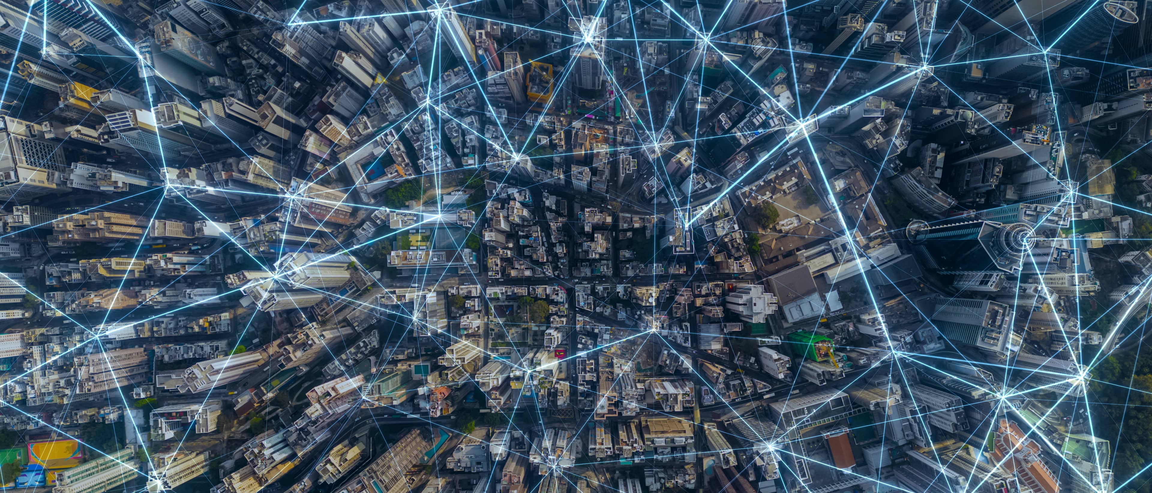 Aerial view of a city.