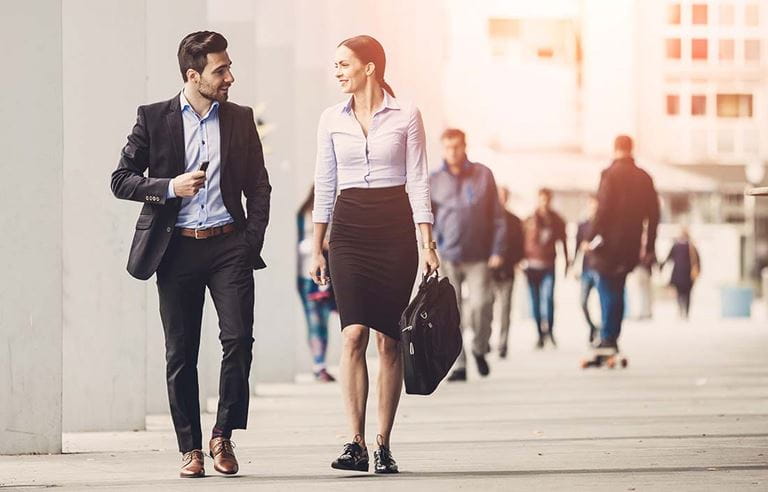 Business professionals walking