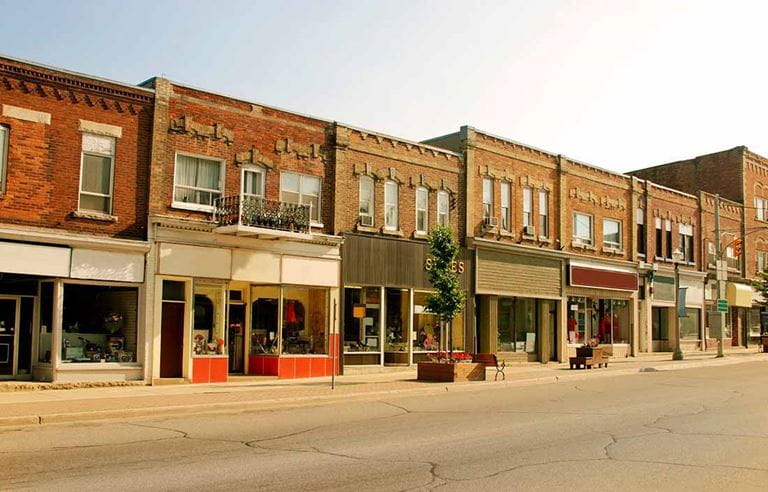 empty street storefronts