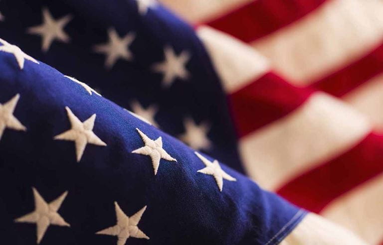 Close-up photo of an American flag.