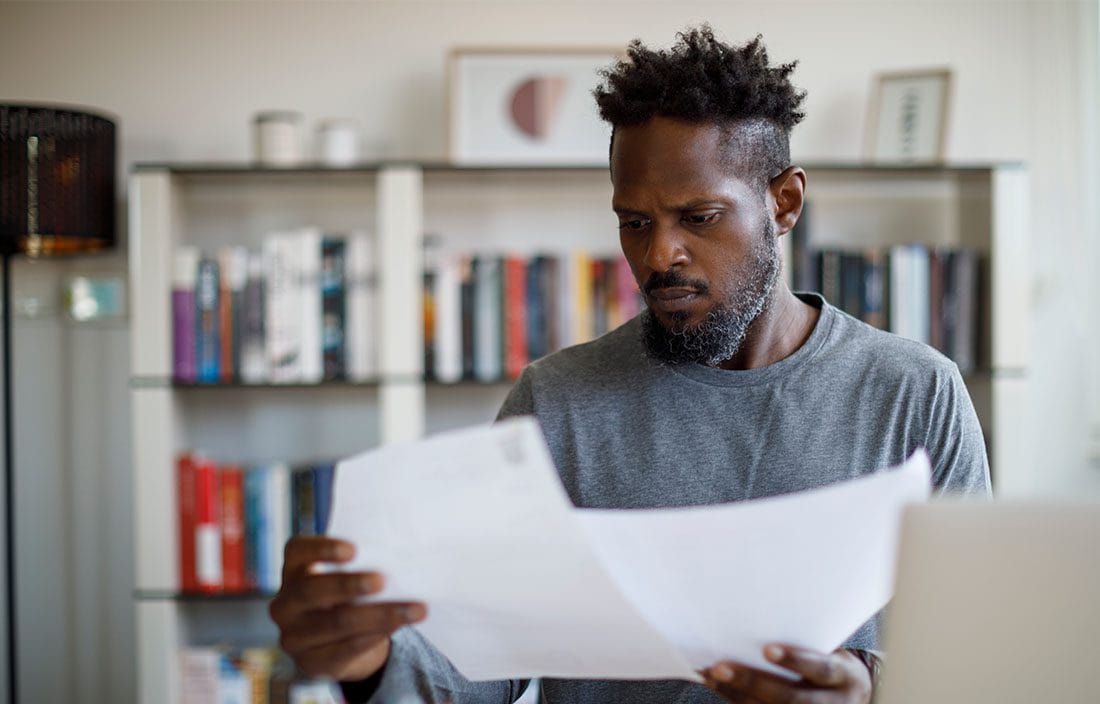 Person looking at business documents.