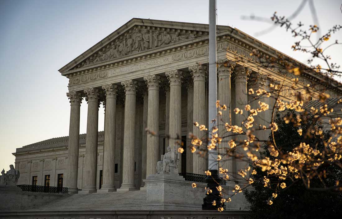 View of U.S. Supreme Court in the fall.