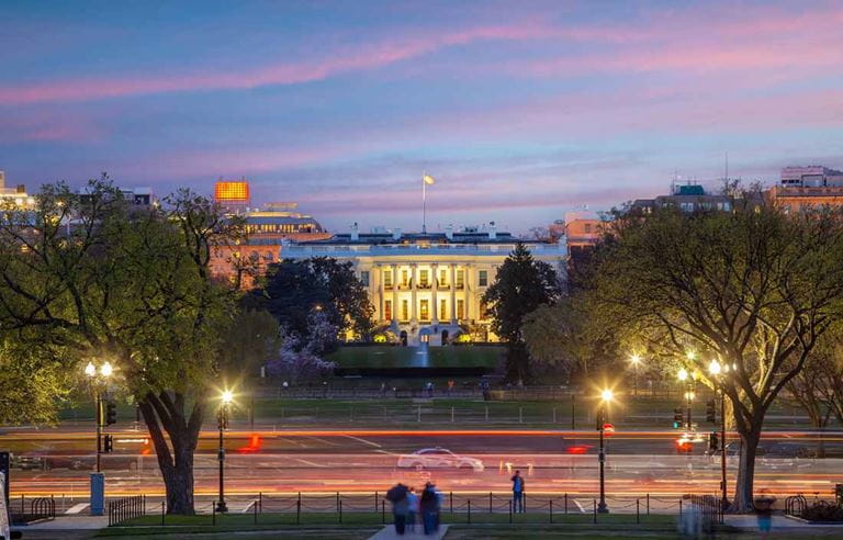 View of U.S. Capitol building during dusk.