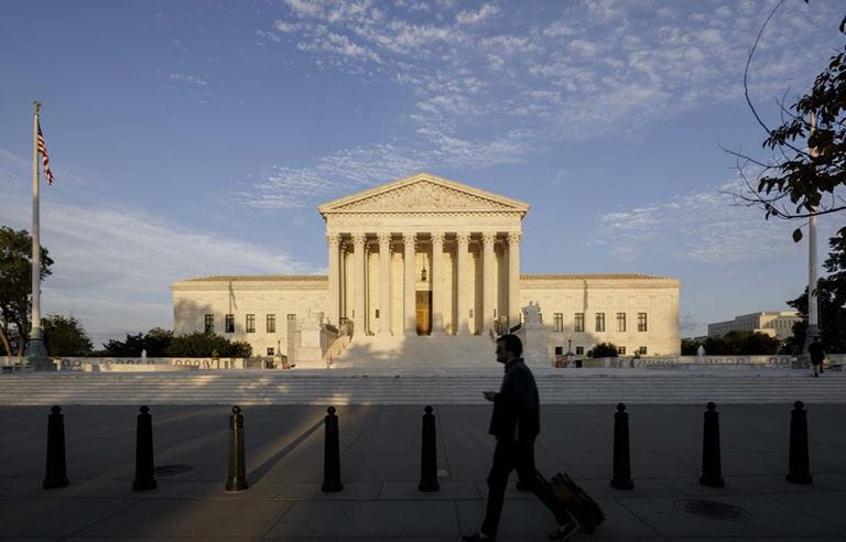 View of U.S. Supreme Court building during the day.