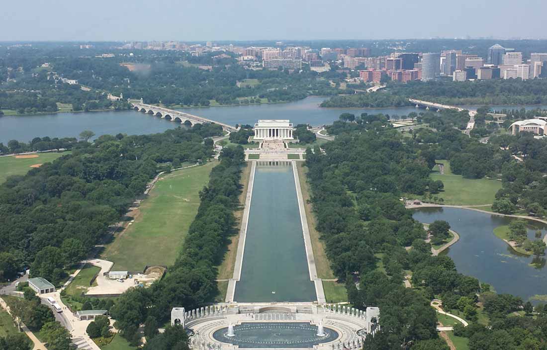 Aerial view of the National Mall.