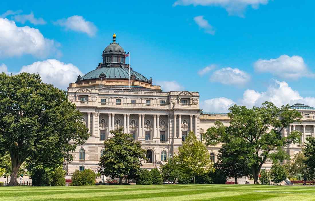 Library of Congress on a bright, sunny day.