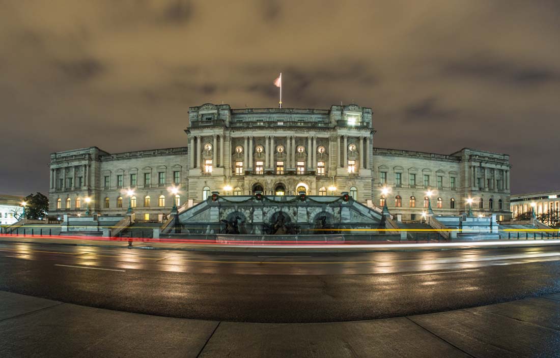 View of a government building at night time