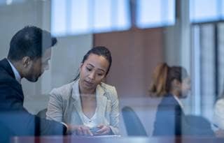 Tax advisors talking to each other.