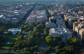 Aerial shot of a city.