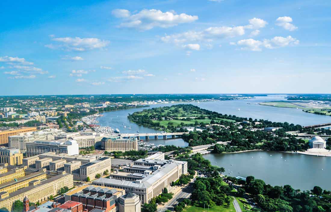 Aerial view of Washington D.C.