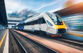 High-speed train in motion.