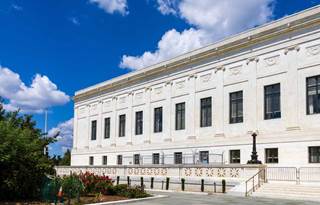 Facade of government building.