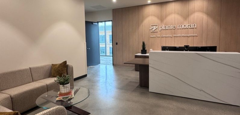 Main reception area in Plante Moran's Columbus office.