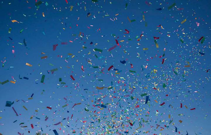 Confetti flying in the air