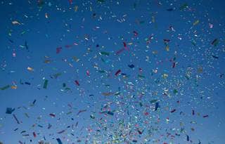 Confetti flying in the air