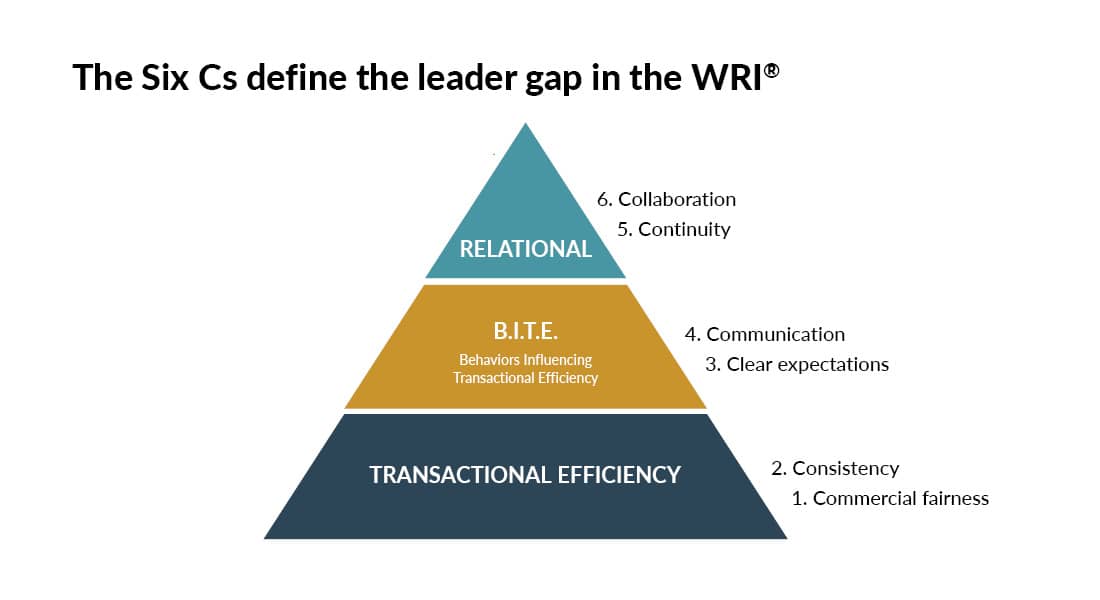 The Six Cs define the leader gap in the WRI.