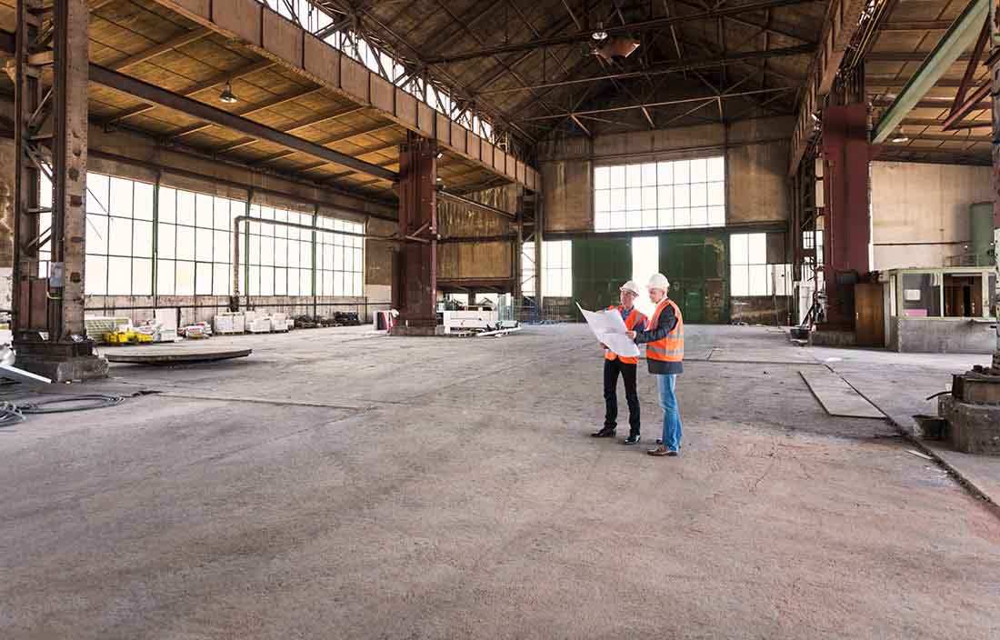 Inside the an industrial real estate building