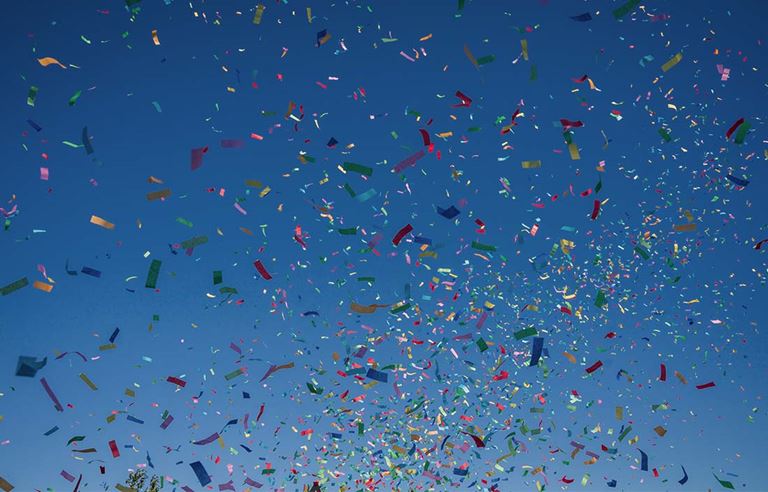 Confetti in the air to celebrate something