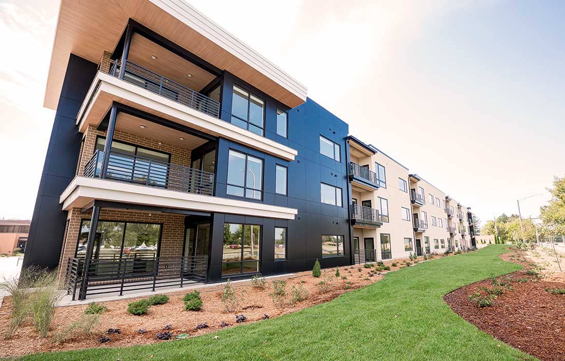 Clark Lindsey Village's new senior living apartments, as seen from outside
