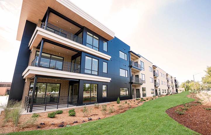 Clark Lindsey Village's new senior living apartments, as seen from outside