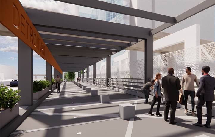 Rendering of DRCFA Huntington Place outdoor space.