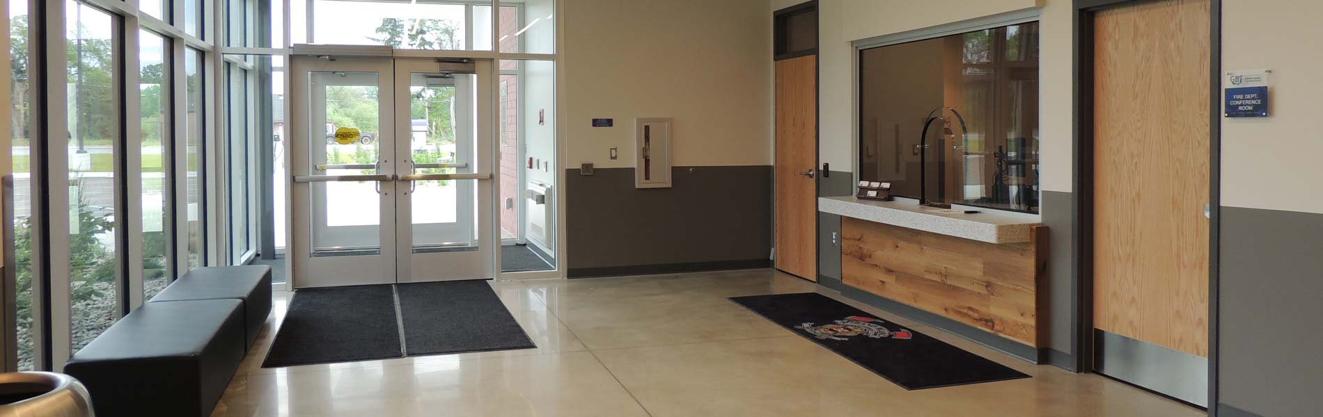 Interior of a fire station.