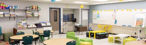 Classroom interior in Southfield Public School building.