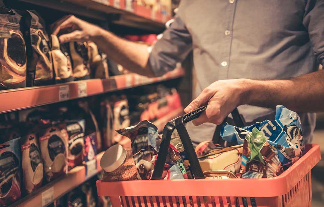 Person shopping at the grocery store