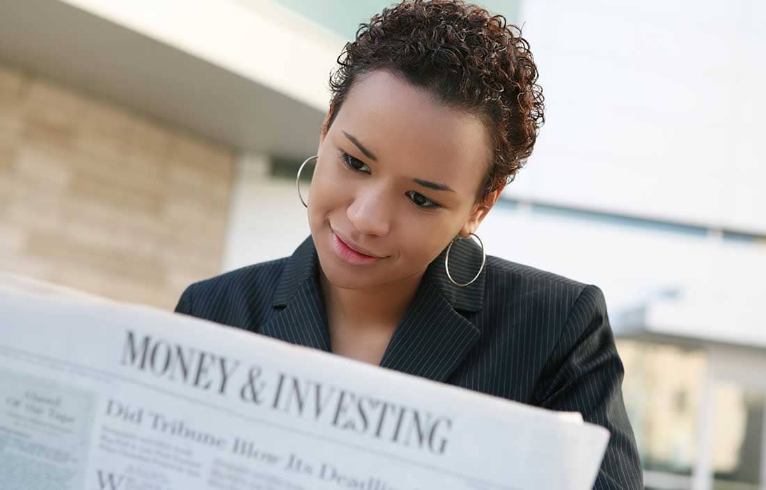 Woman reading news