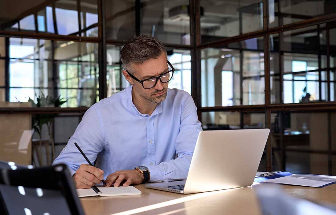 Man looking at computer
